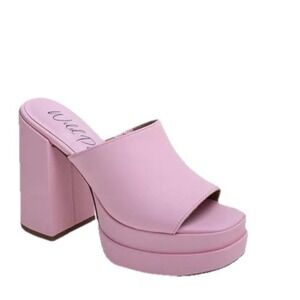 Wild Pair Ofelia Double Platform Slip On Sandal Block Heel Mules Barbie Pink 7.5